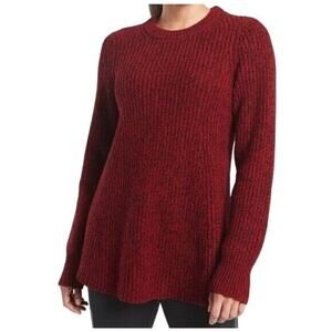 Athleta XS Sierra Wool Blend Crew Chunky Knit Sweater Candy Red Marl